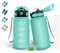 Gourde- 500ml- Gourde Enfant, Gourde avec Paille, Anti-Fuite, Gourde Sport avec Marqueur de Temps, Gourde Motivation pour Garçons&Filles, Bouteille d'eau pour l'École, Voyage, Velo, Camping, Vert