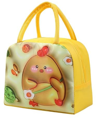Simmpu 2pcs Bolsa Térmica Almuerzo Niños, Encantador Bolsa Termica Infantil, Nevera Pequeña Plegable, Bolsa Térmica Portátil a Prueba de Fugas, Bolsa de Impermeable Comida Trabajo