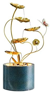 Jardin Zen Fontaine d'intérieur Fontaine créative Fontaine de Bureau dorée Fontaine d'intérieur Cascade relaxante décoration d'eau Qui coule décoration de la Maison Cadeau Décoration Intérieure