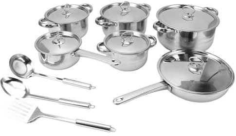 Lybunair Stainless Steel Kitchen Cookware Set, Professional Pots Pans Set with Soup Pot Saute Pan Lids for Home Cooking