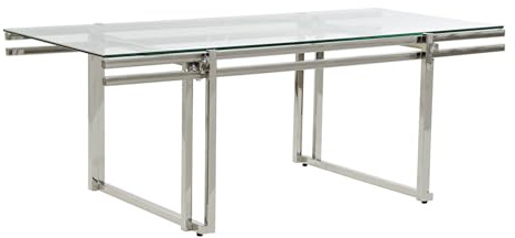 MESA CENTRO INOX CRISTAL 120X60X45 PLATEADO