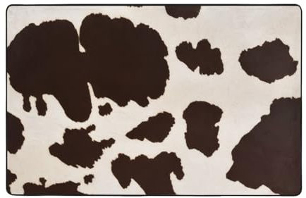 Bryptxztxt Waschbarer Teppich mit Kuhfell-Druck, für Wohnzimmer, 100 x 150 cm, weicher Flanell-Teppich, rutschfeste Unterseite, leicht zu reinigen, Bodenteppich für Esszimmer, Küche, Heimbüro