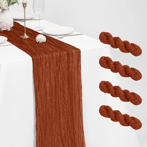 Pesonlook 4 Stück Terrakotta Käsetuch Tischläufer 55 x 300 cm, 3 m lang