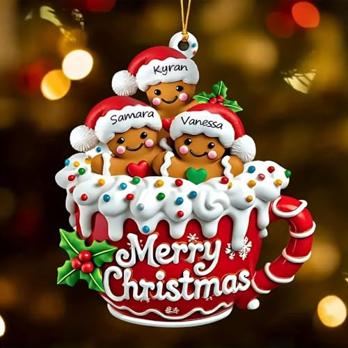 Decorazioni Natalizie Personalizzate Con Nomi Di Famiglia 2025, Decorazioni Natalizie Personalizzate Con 1-9 Nomi, Decorazioni Natalizie In Legno 3D Da Appendere All'albero Di Natale(Style 5)