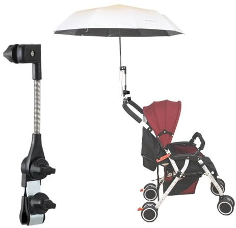 Verstellbare Schirmhalter für Rollator, Kinderwagen Schirm Halter, Universell Sonnenschirm Zubehör für Buggy, Strandstuhl, Campingstuhl, Fahrrad,（Für die meisten Regenschirme geeignet）