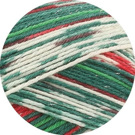 LANA GROSSA Meilenweit 6-Fach Merino Christmas | 6-fädiges Sockengarn aus Merino, waschmaschinenfest | Garn aus 80% Schurwolle & 20% Polyamid | 150g Wolle, Stricken & Häkeln | 390m Garn FB 635