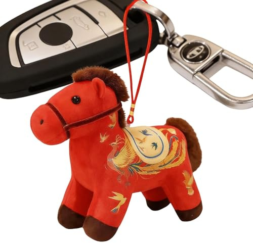 Générique Maskottchen des chinesischen Neujahrs, Plüschtier, Ornament für Neujahr, für Jugendliche, Erwachsene, Kulturbegeisterte, Studenten, Büro, Reisende Rucksäcke, Phönix, Rot, 12 cm, Se