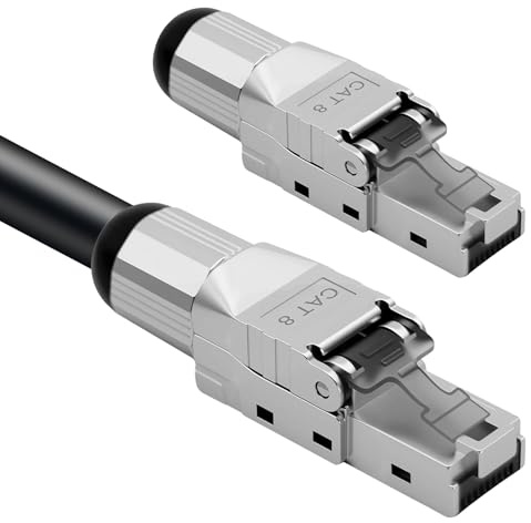 LUIRSAY 2 Stück RJ45 Stecker CAT 8 Werkzeuglos für Verlegekabel, RJ45 Stecker Netzwerkstecker, Vollgeschirmt STP, 40 Gbit/s 2000 MHz, Lan Stecker für CAT 7/7a/8 LAN Kabel AWG 22–26