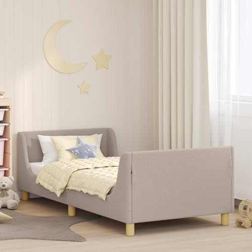 QJBSAVVA Moderner Einzelbett-Rahmen Hellgrau 205 x 86 x 60 cm Schafstoff Holzwerkstoff mit Lattenrost und Kopfteil Komfortabel für Gästezimmer Jugendzimmer Schlafzimmer