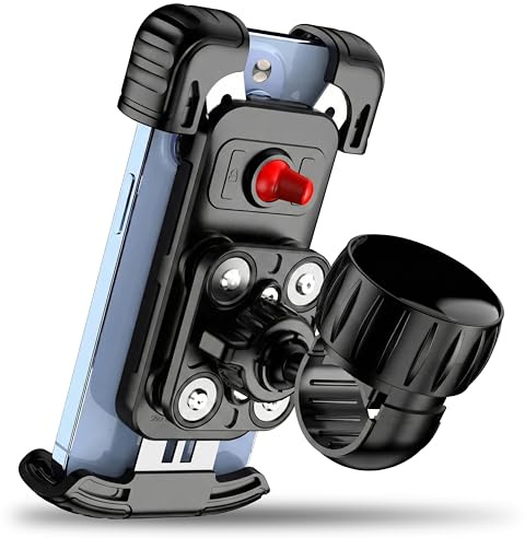 FINIX Porta Telefono Antivibrazione per Moto e Bicicletta-Mtb. Supporto Porta Cellulare Rinforzato in Alluminio, Ultra Stabile, Impermeabile e Ruotabile 360°. Universale per tutti gli Smartphone