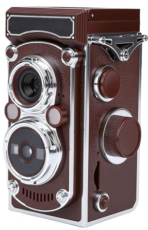 Annadue 24 Megapixel Digitalkamera Im Vintage Stil (2,7K), Kompakte Retro Kamera mit Manuellem Joystick, HD Dual Cam Display (1,54 Zoll), Inklusive Schwarzweißfiltern, Ideal für R (Brown)