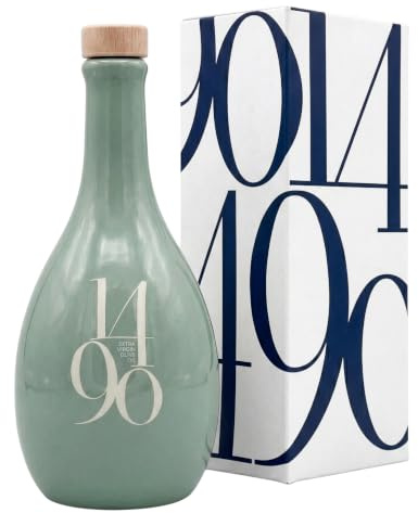 1490 Aceite de Oliva Virgen Extra para Regalo Picual 250ml | Aceite Gourmet para Regalo - Cosecha Temprana de Córdoba y Extracción en Frío - Frasca de Porcelana Premium Pintada a Mano