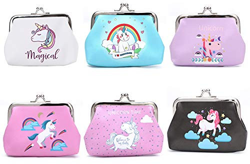 Soleebee 6 Pièce Cuir Licorne Porte-Monnaie Pochette à Bijoux Portable Pièce de Monnaie pour Femme Fille