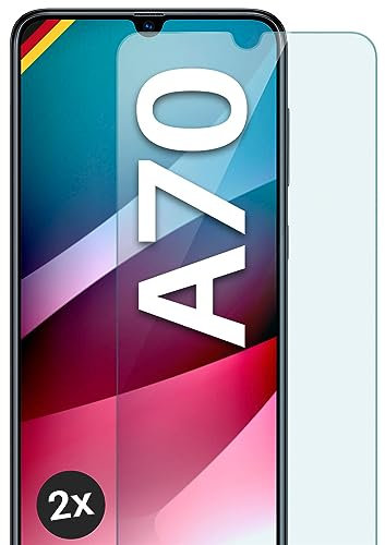 moex ShockProtect Panzer Schutz Glas für Samsung Galaxy A70 Schutzfolie 9H Härte, Panzerfolie kratzfest und bruchsicher, HD Displayschutzfolie Ultra-Klar, Schutzglas Folie, 2x Stück