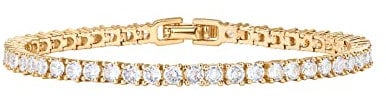 PAVOI 14K Yellow Gold Plated Cubic Zirconia Classic Tennis Bracelet | Yellow Gold Bracelets for Women | 6.5 Inches