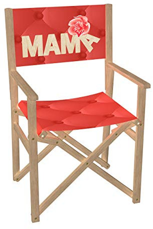 Vispronet Regiestuhl Mama Outdoor Klappstuhl ✓ Buchenholz ✓ Rückenlehne & Sitzfläche mit Druck ✓ bis 110 kg