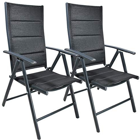 Helo Gartenstuhl Aluminium Hochlehner klappbar verstellbar anthrazit 2er Set Deluxe mit Polsterung
