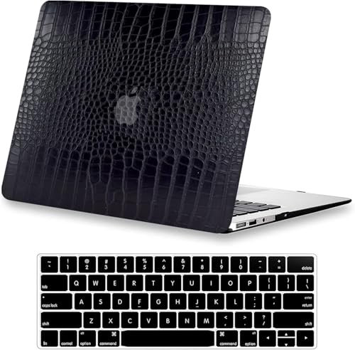 Crocodile MacBook Pro 16 inch Case 2021 Release A2484 with M1 Pro/M1 Max Chip & Touch ID & Liquid Retina XDR Display, PU Leather Protective Hard Shell Case & Keyboard Cover for 2021 Mac Pro 16, Black