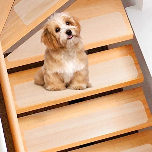 Spurtar Cinta Antideslizante Escaleras Antideslizante Alfombra para Escaleras Decorativa Transparente Tiras Antideslizantes Escalera Madera, 10 x 60 cm, 15 Unidades