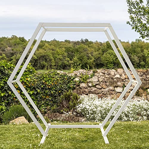 SKYLANTERN Double Arche Mariage - Grande Arche de Mariage Bois Double Hexagonale 2,10M - Arche en Bois pour décoration de Mariage - Arche Kit pour Ceremonie Laique - Montage Facile - Stock en France