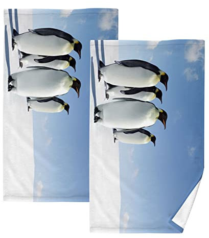 YOUJUNER Handtuch-Set 2er-Pack Tier Pinguin 100% Baumwolle Handtücher Weich Saugstark Baumwolle Duschtücher Gästetücher Dekor Handtücher