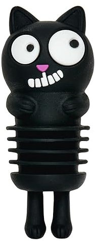 moses. Ed the Cat - Tappo in silicone per bottiglie, lavabile in lavastoviglie, a forma di gatto, colore: Nero