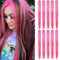 LSKJMO 10 Pcs 20 inch Pink Wig Pieces Colorful Party Highlights Clip in Coloured Hair Extensions Multicolors Straight Synthetic Hairpieces for Women Kids Girls