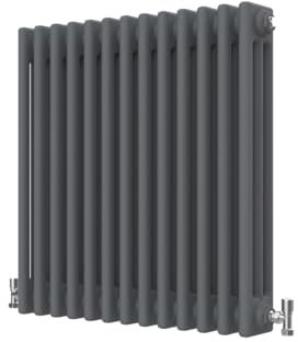 Radbliss Radiador horizontal tradicional de 3 columnas, 600 x 605 mm, antracita, gris mate, hierro fundido, diseño RAD, calefacción central