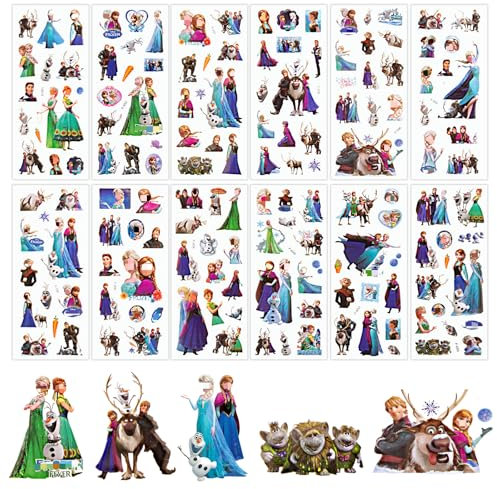 12 Sheets Frozen Stickers, 3D Puffy Stickers for Children, Elsa Stickers for Party Bags, Cute Stickers Kawaii for Girls, Movie Stickers for Laptop, Skateboard, Scrapbooking, Bedrooms