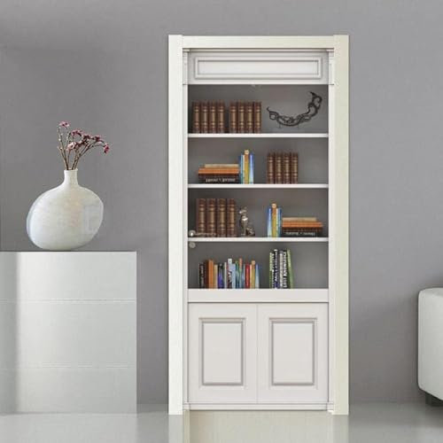 Stickers Porte Trompe Loeil Bibliothèque En Bois 90 X 200 Cm Sticker Porte Affiche Autocollante Effet 3D,Poster Trompe L'Œil Pour Porte Autocollants Enfants Adulte Chambre Salon - Photo De L