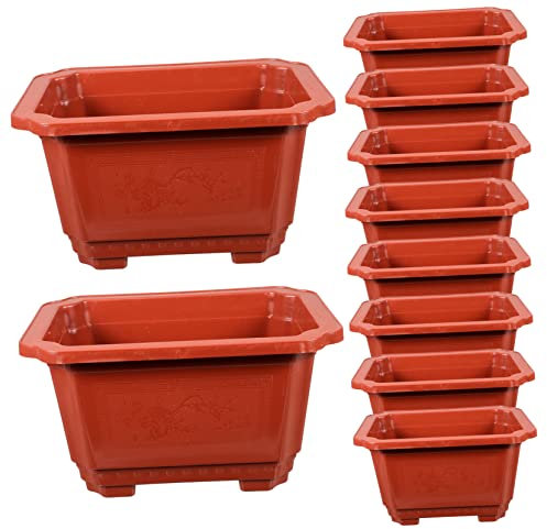 VINTORKY Macetas clásicas de bonsái de plástico grueso y duradero para jardín e interior para plantas suculentas y pequeñas macetas rectangulares para decoración creativa