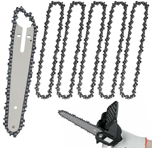 5pcs 6 Inch Small Chainsaw Chain Replacement Steel 37 Drive Links,Mini Chainsaw Chains with Replacement Saw Chain Bar,Cordless Handheld Mini Chainsaws,Chainsaw Blade for Tree Trimming
