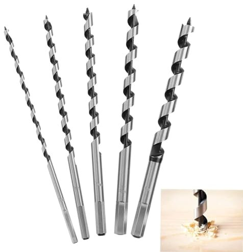 Juego de brocas para madera, 6 mm/8 mm/10 mm/12 mm/14 mm, broca en espiral, broca larga, broca para madera helicoidal, herramientas para trabajar la madera