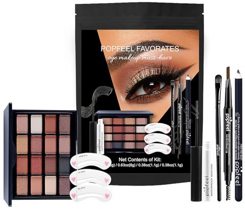 Dynaeuty All in One Make Up Set, Professionelles Make-up Sets, komplettes Starter-Kosmetik-Set, mit Lidschatten-Palette, Mascara, Augenbrauenstift, Pinsel, Für Frauen Mädchen