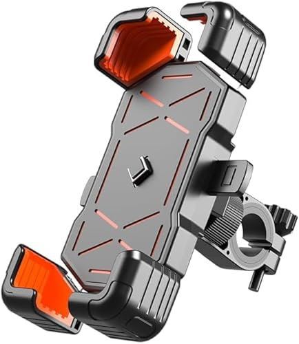 GGOIN Handyhalterung Motorrad für Honda XADV 750 XADV 750 Forza 750 2021 2022 2023 2024, Universelles Anti-Shake 360 ​​Grad drehbarer Stoßdämpfung Lenker-Handyhalterung,A Handlebarstyle-B Orange