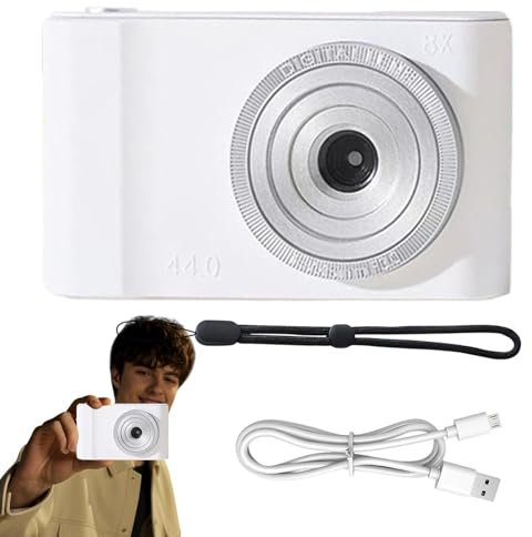 Camera digitale per principianti - 4k portatile 4400W UHD, senza scheda di archiviazione | Telecamera compatta, punta e scatto con fotocamera digitale digitale anti-shake 8x per uso quotidiano