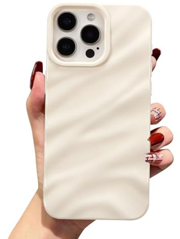QLTYPRI Compatible with iPhone 16e Case, Cute Wave Water Ripple Pattern Case for Girls Women, Slim Glossy Soft Silicone TPU Bumper Shockproof Protective Phone Cover for iPhone 16e - Beige