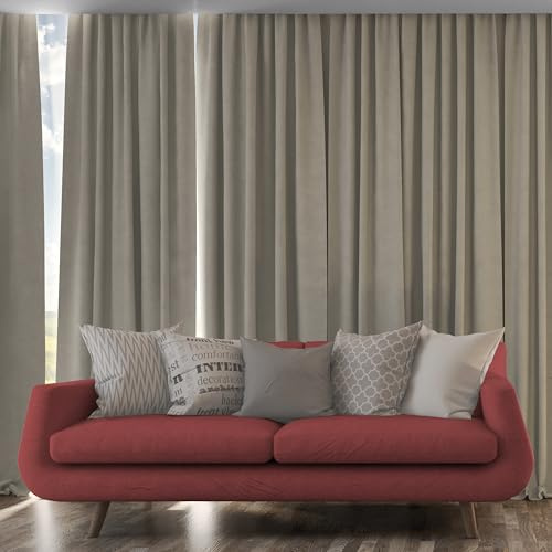 BN Gardinen - Black-Out Verdunkelungsvorhang in Beige mit Kräuselband – vollständige Verdunkelung, Blickdicht & wärmeisolierend - Thermovorhang (H/B: 250/150 cm)