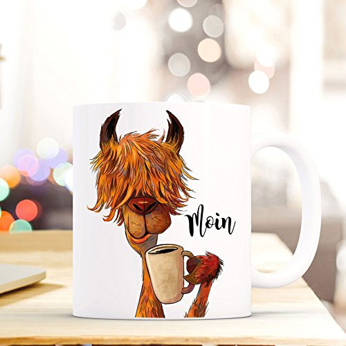 Tasse mit Lama Becher Kaffeebecher Kaffeetasse mit Spruch MOIN ts492