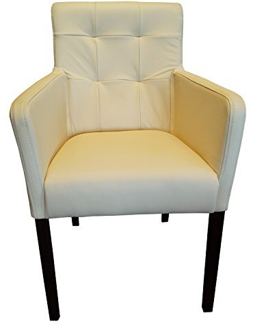Quattro Meble Creme Echtleder Esszimmerstühle Massivholz Stühle David Arm Pik Lederstühle Sessel mit Armlehnen Echt Leder Esszimmer Stuhl