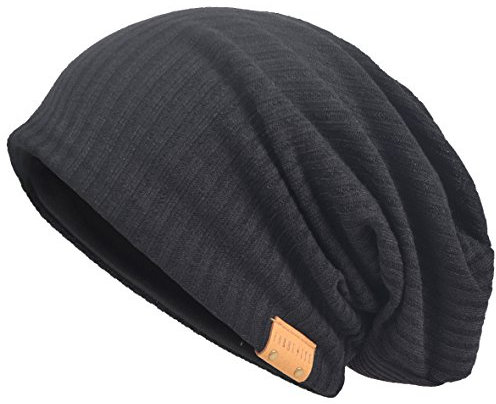 VECRY Herren Baumwolle Mütze Strickmützen Slouch Beanie Schädel Cap Winter Sommer Hüte, M, 011s-Schwarz