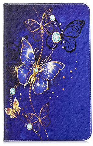 WindTeco Etui Galaxy Tab A 10.1 (2016) SM-T580/T585 - Flip Portefeuille Coque Cuir Pochette Housse de Protection avec Support et Porte Carte pour Samsung Galaxy Tab A6 10.1 Tablette, Papillon Violet