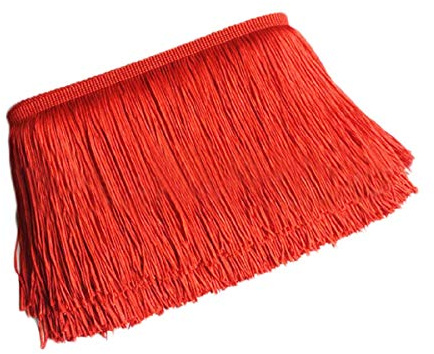 Yalulu 10 Meter Länge 10cm Breite Quaste Seide Fransen Geschnitten Fransenborte Kostüm Quaste Trimmen Apparel Fransenband Nähzubehör (Rot)
