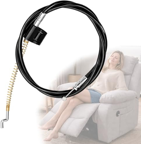 Cable de Repuesto para Sillón Reclinable, Sofá Manual, Punta S, 95 cm Negro | Cable de Liberación con Funda de 80 cm y Resorte de 11 cm; Extremo con Punta S para Sustitución Práctica e Instalación Rápida