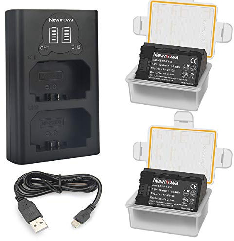 Newmowa NP-FZ100 Batterie de Rechange (2 Paquets) et Chargeur Double Intelligent LED USB pour Sony NP-FZ100,BC-QZ1 et Sony a1,Sony a6600,Alpha 9,A9,Alpha 9R,A9R,Alpha 9S,A7RIII,A7R3,a7 III