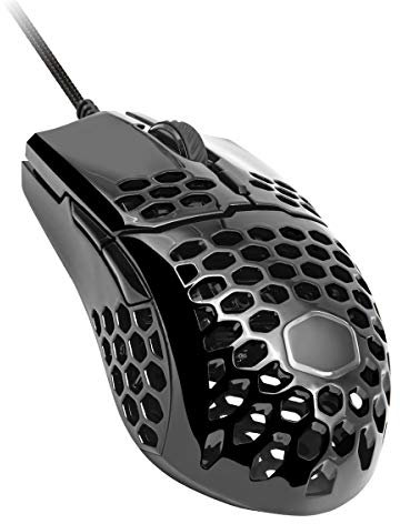 Cooler Master Mouse da gioco MM710 nero lucido con guscio leggero a nido d'ape, cavo Ultraweave, sensore ottico 16000 DPI