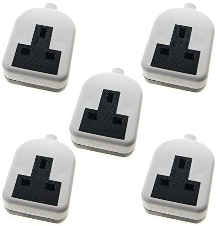 Ex-Pro 1 Gang High Impact Trailing Extension Socket, without Plug and Cable, 13A, White - 5 Pack
