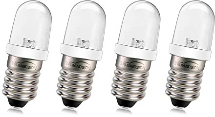 Ruiandsion E10 LED Glühbirne 220V 230V AC 8mm Schraubsockel Energiesparende LED-Anzeigeleuchte E10 Sockel LED Upgrade Glühbirne, Warmes Weiß (4er Pack)
