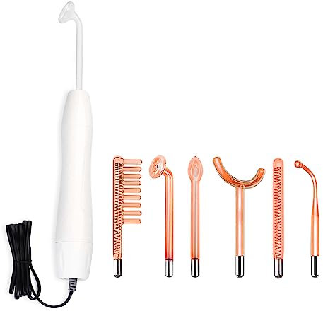 Elitzia haute fréquence baguette d’électrothérapie Portable multifonctionnelle baguette de luminothérapie pour l’acné rajeunissement de la peau croissance des cheveux (avec 6 Tubes Orange) ETSR001