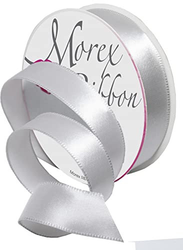 Morex Ribbon 09603/10-631 Satin mit Draht Schleifenband, silber, 5/8 inch by 10 yards, 9 Meter